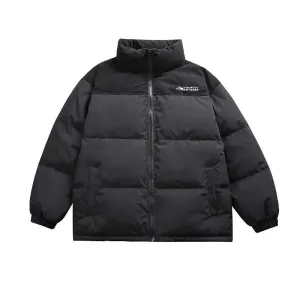 Color-blocked Stand-up Collar Down Jacket