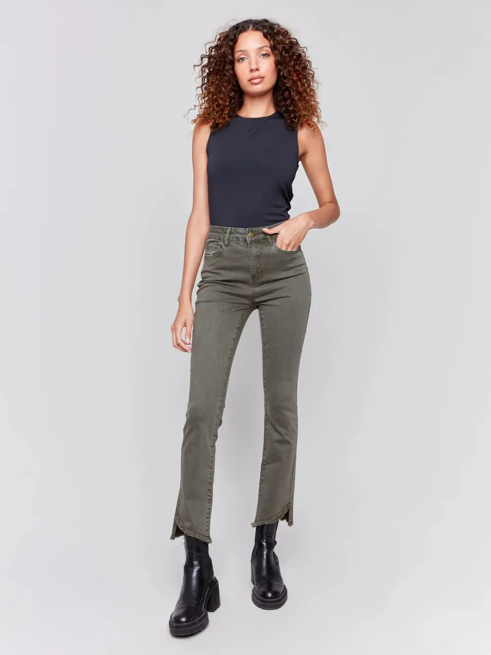 Colored Asymmetrical Leg Pant