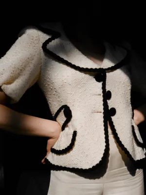 Contrast Trim Boucle Jacket