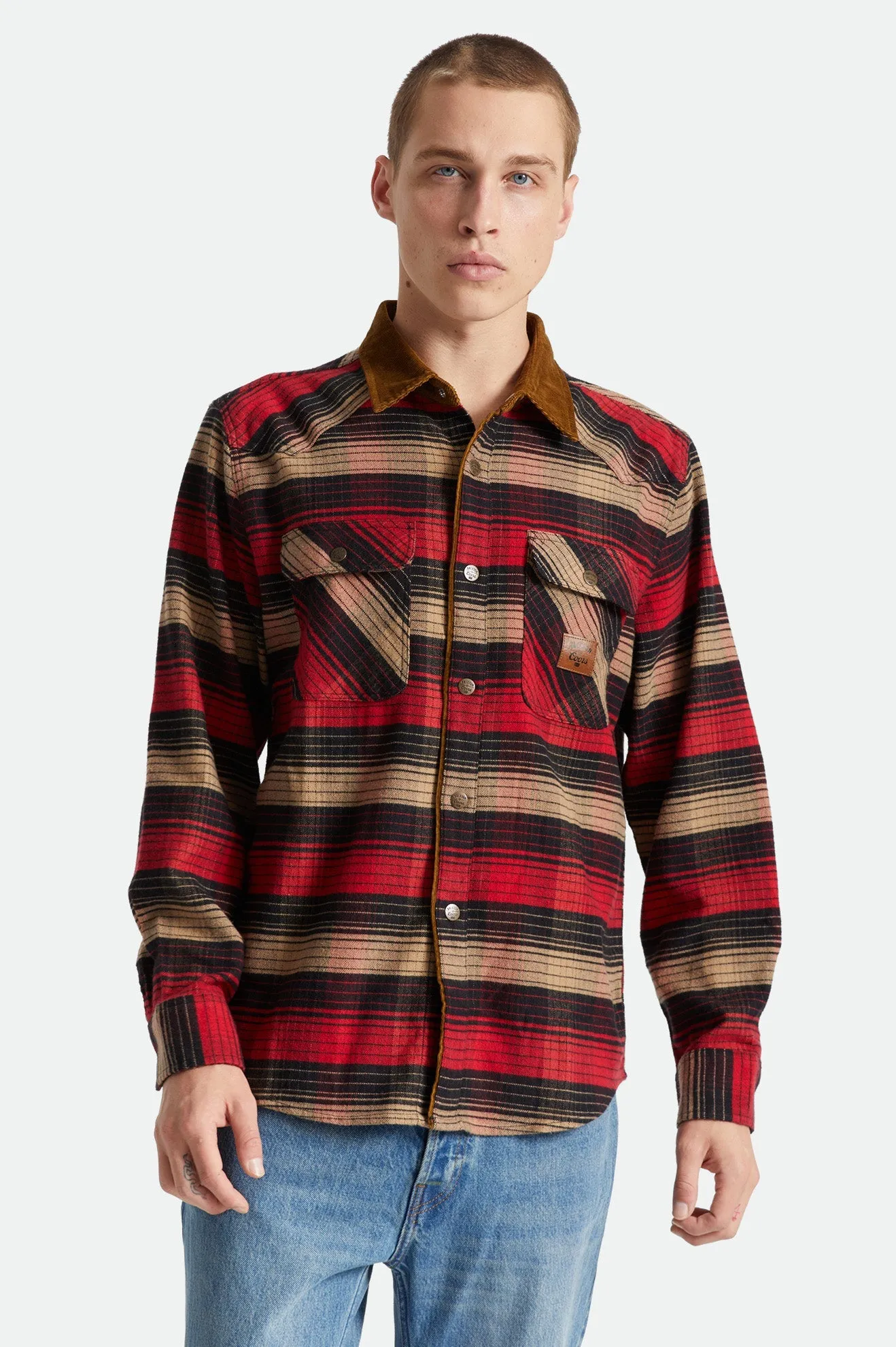 Coors Bowery Stretch L/S Flannel - Banquet Red/Brown
