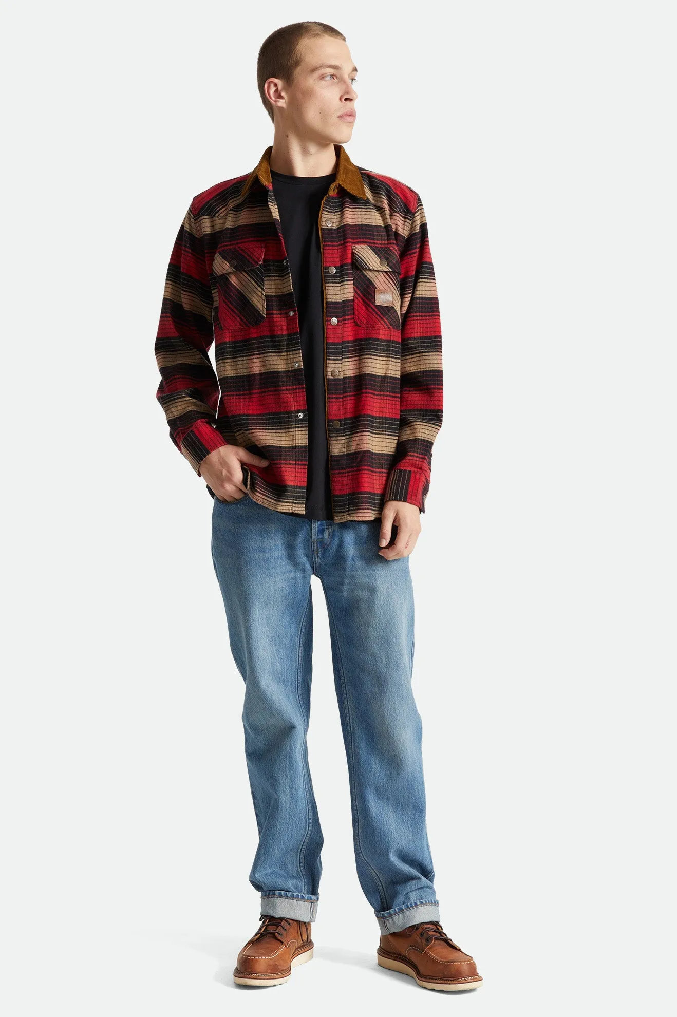 Coors Bowery Stretch L/S Flannel - Banquet Red/Brown