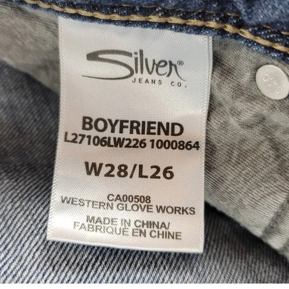 Copied - Silver Distressed Whiskering Boyfriend Women's Jeans 28