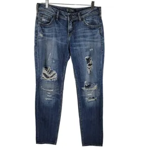 Copied - Silver Distressed Whiskering Boyfriend Women's Jeans 28