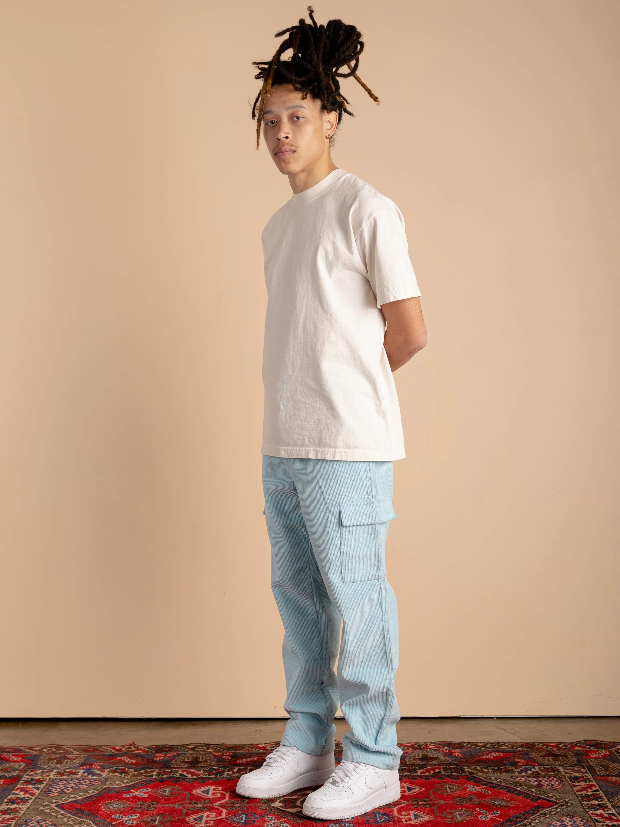 Corduroy Cargo Pants-Sky