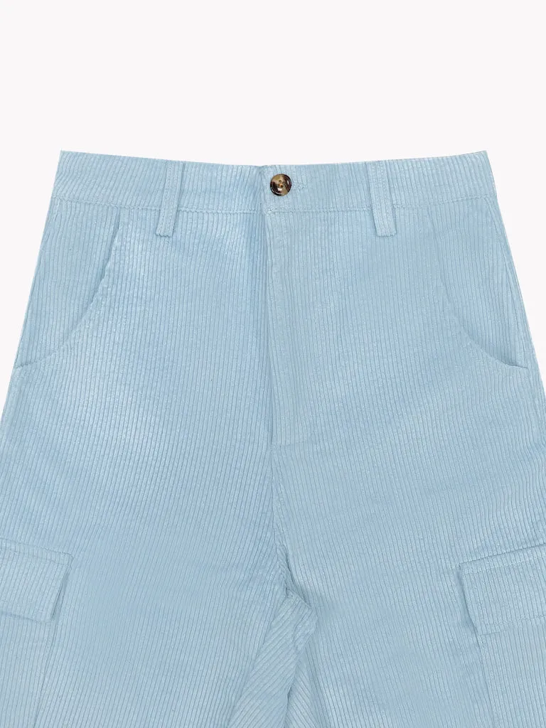 Corduroy Cargo Pants-Sky