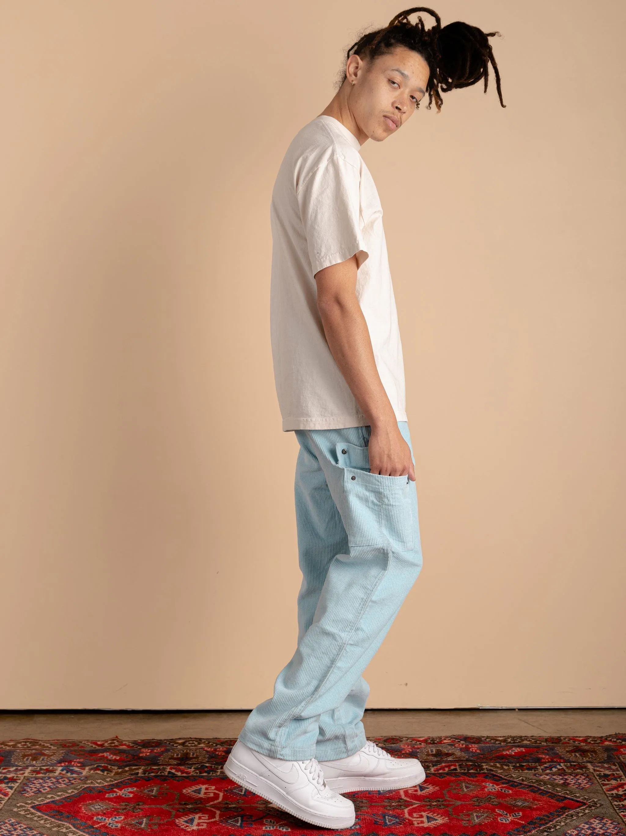 Corduroy Cargo Pants-Sky