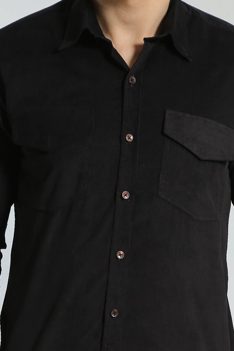Corduroy Cotton Black Shirt
