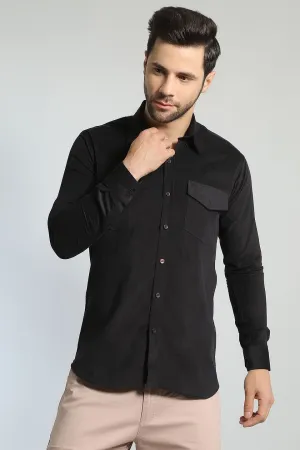 Corduroy Cotton Black Shirt