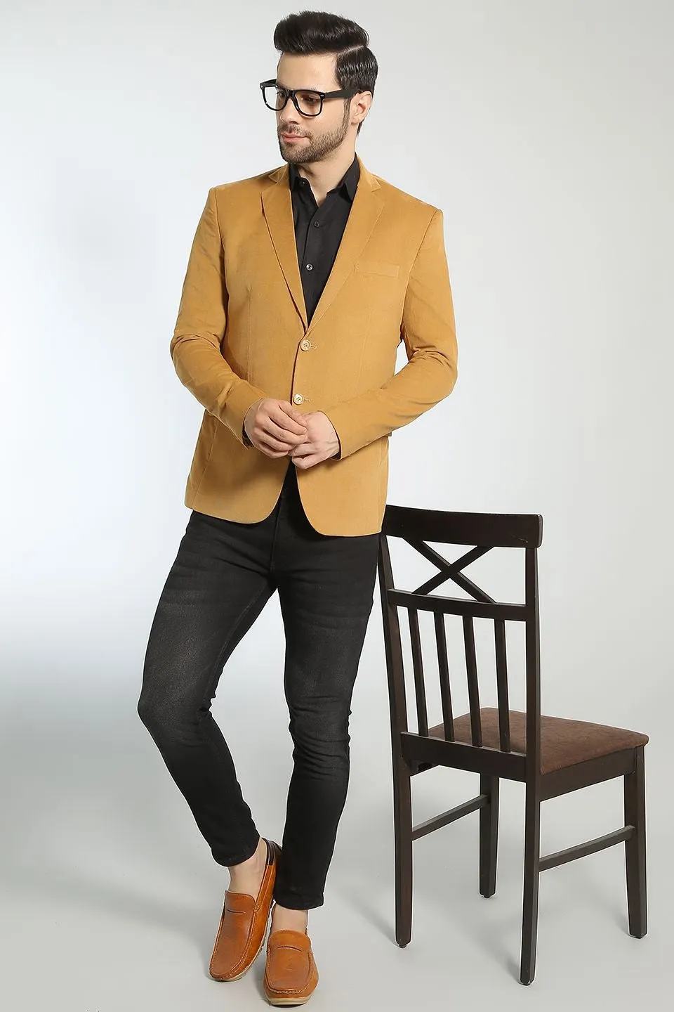 Corduroy Cotton Yellow Blazer