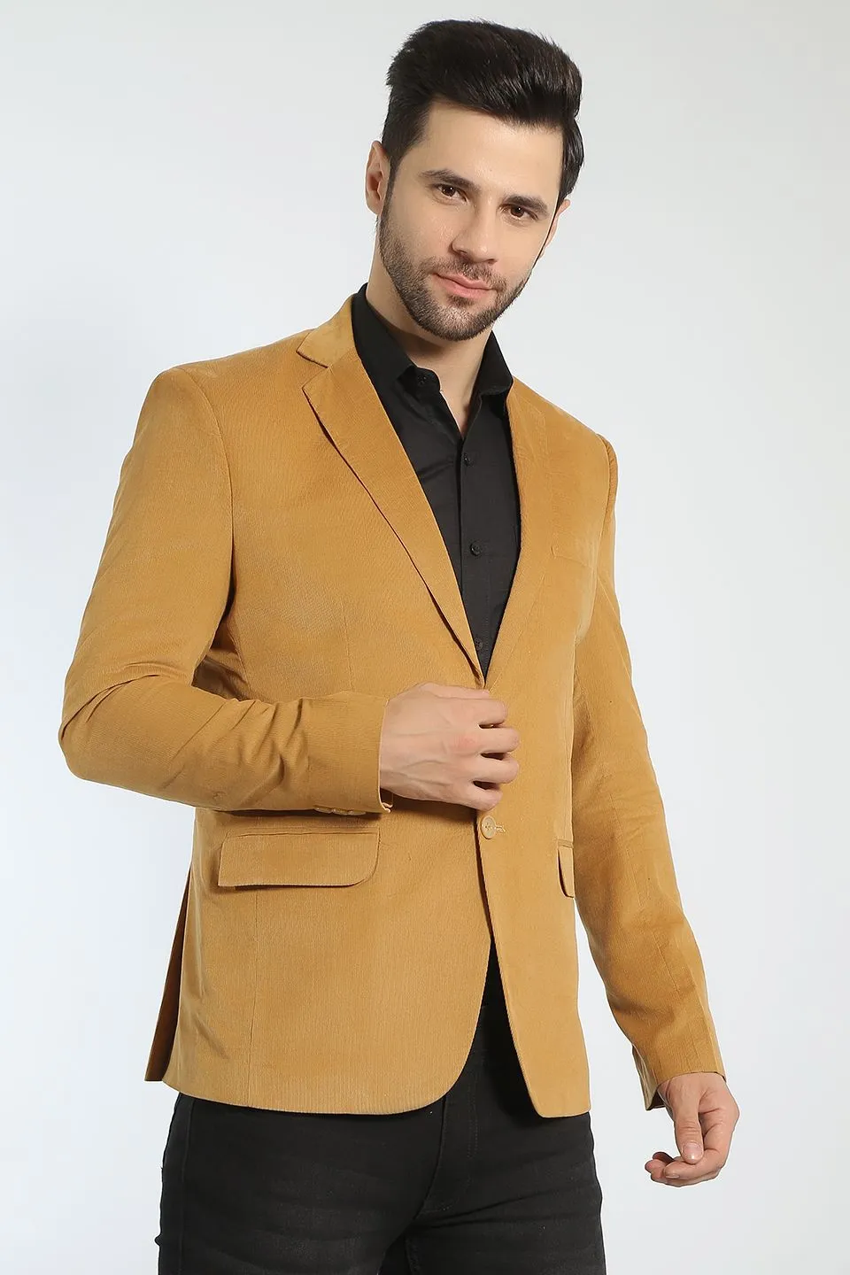 Corduroy Cotton Yellow Blazer