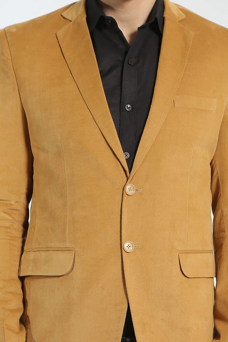 Corduroy Cotton Yellow Blazer