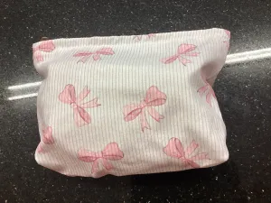 Corduroy Pink and Purple Bows Pouch-Zip Up (Copy)