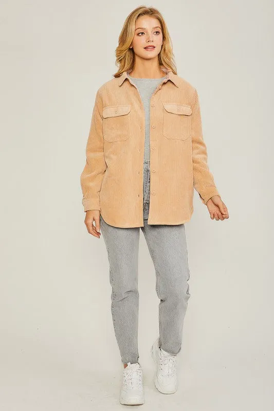 Corduroy Reversible Button-Down Jacket