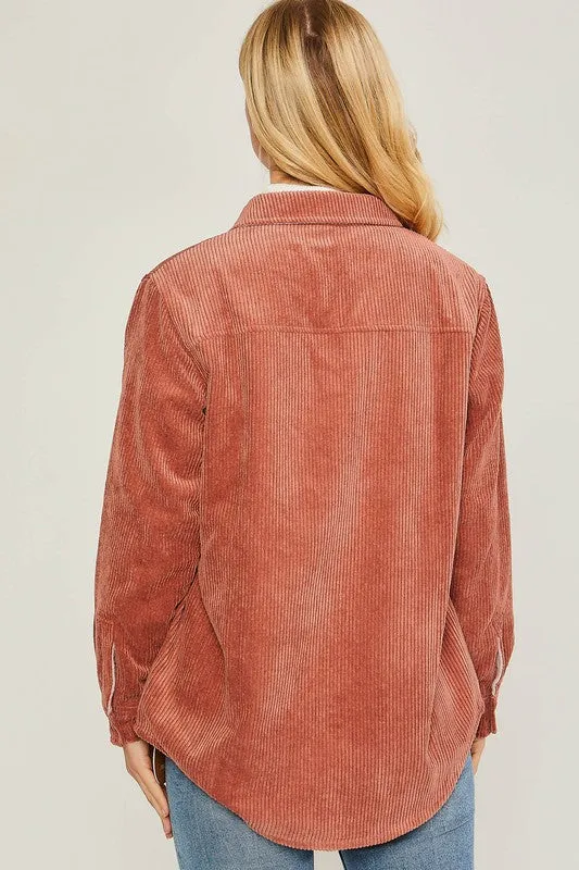 Corduroy Reversible Button-Down Jacket