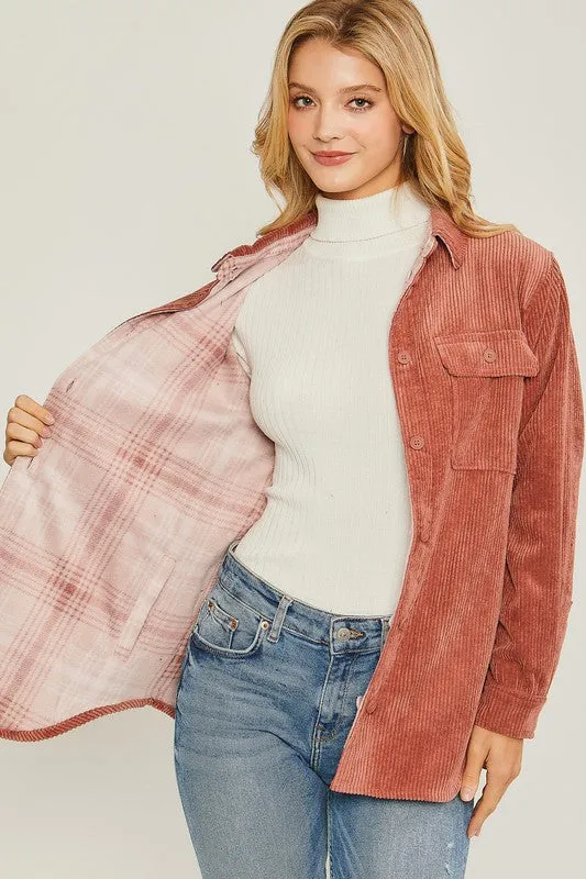 Corduroy Reversible Button-Down Jacket