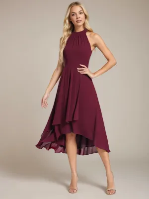 Corrie burgundy halter bridesmaid dress Express NZ wide