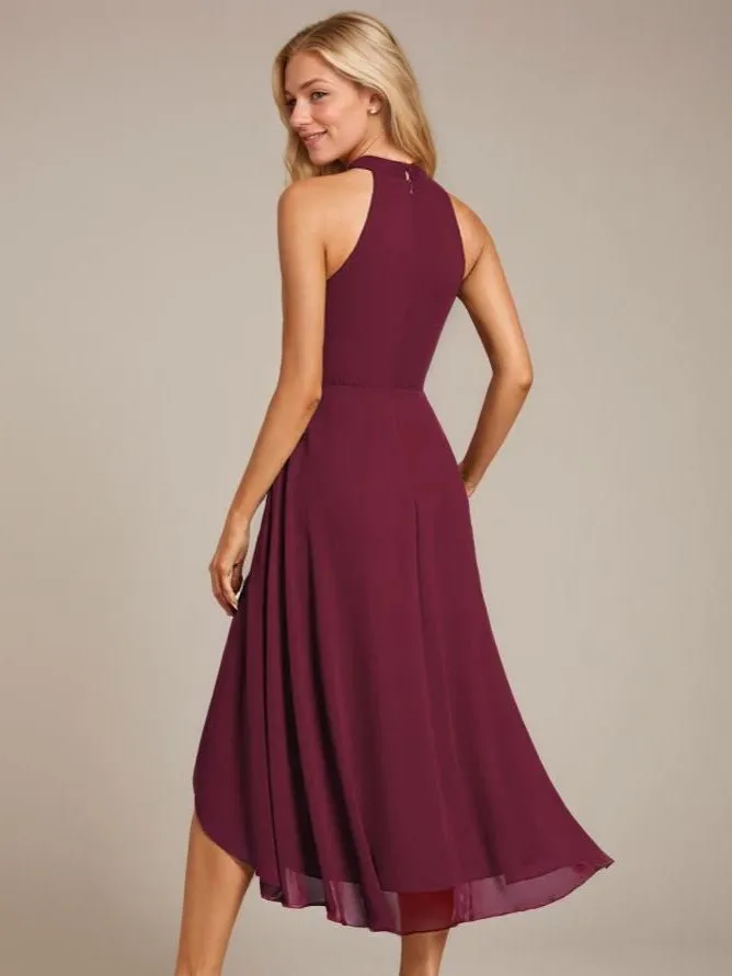Corrie burgundy halter bridesmaid dress Express NZ wide