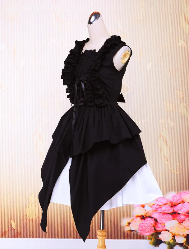 Cotton Black Halter Sleeveless Gothic Punk Lolita Dress
