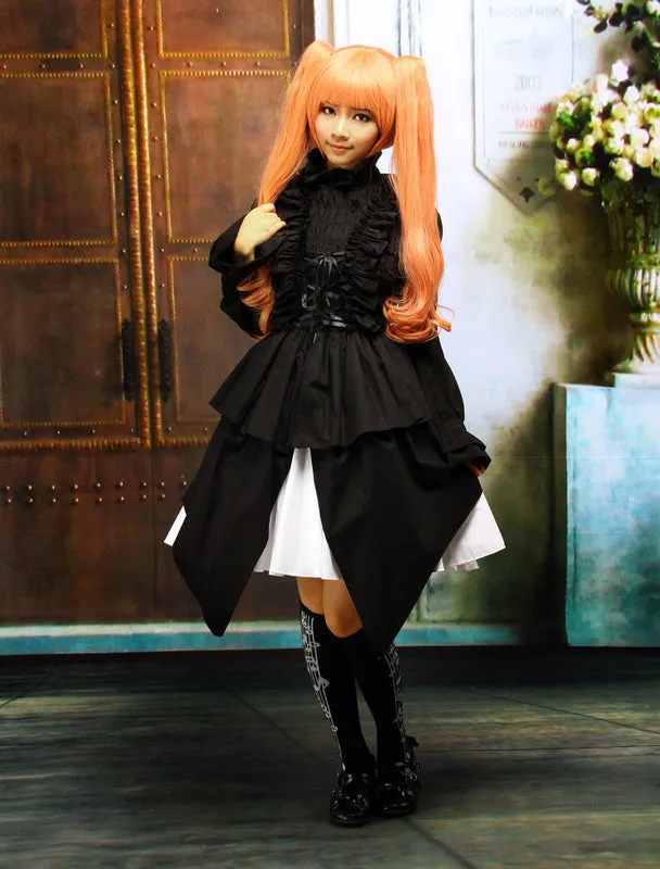 Cotton Black Halter Sleeveless Gothic Punk Lolita Dress
