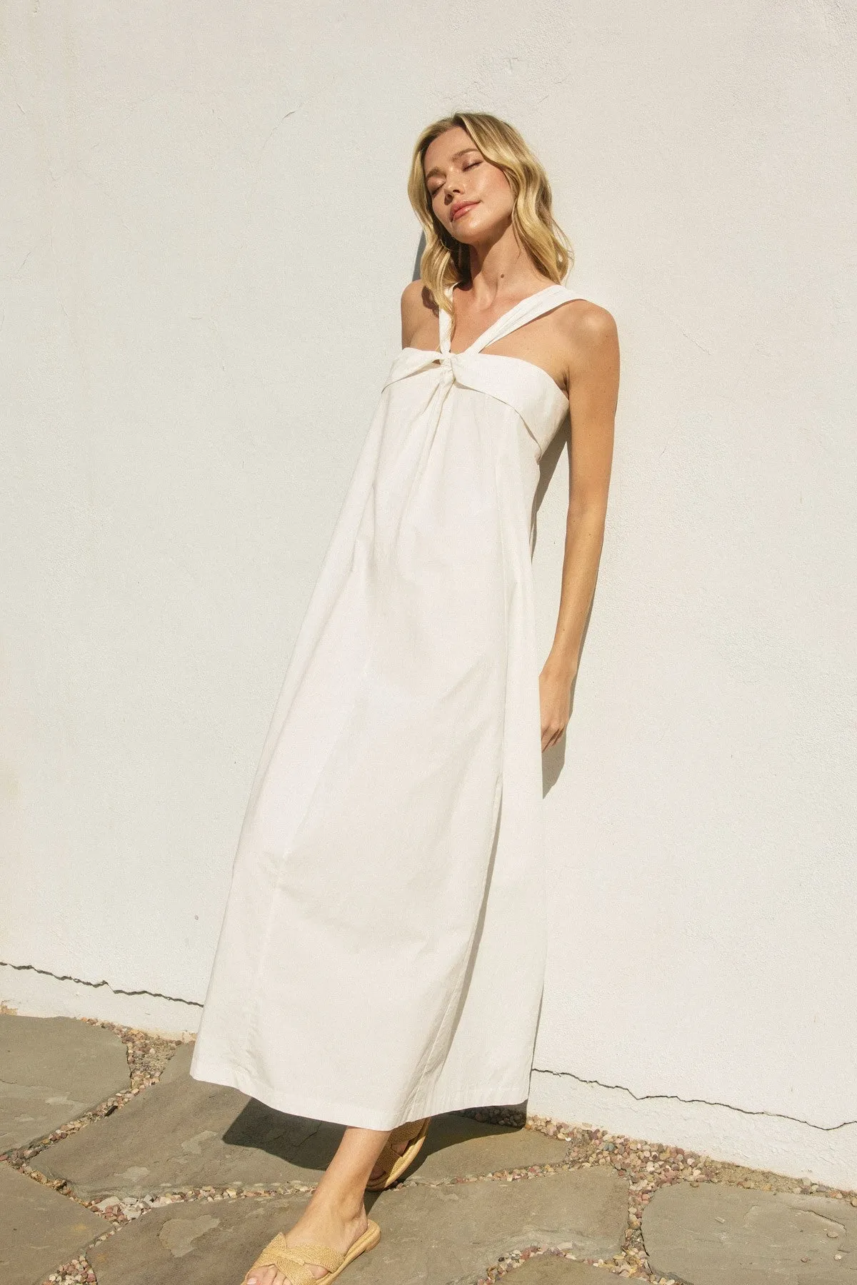 cotton halter neck maxi dress