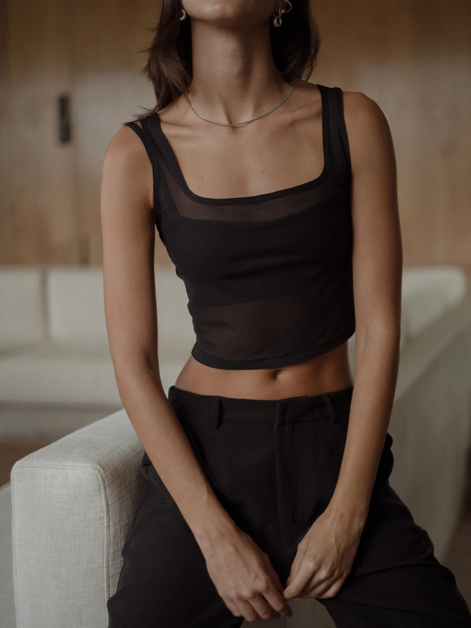 COTTON MICRO TINY TOP - BLACK