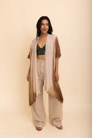 Cotton Taupe Ombre Kimono Duster, Solid Color Kimonos