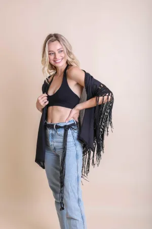 Crochet Medallion Tassel Kimono - 4 colors