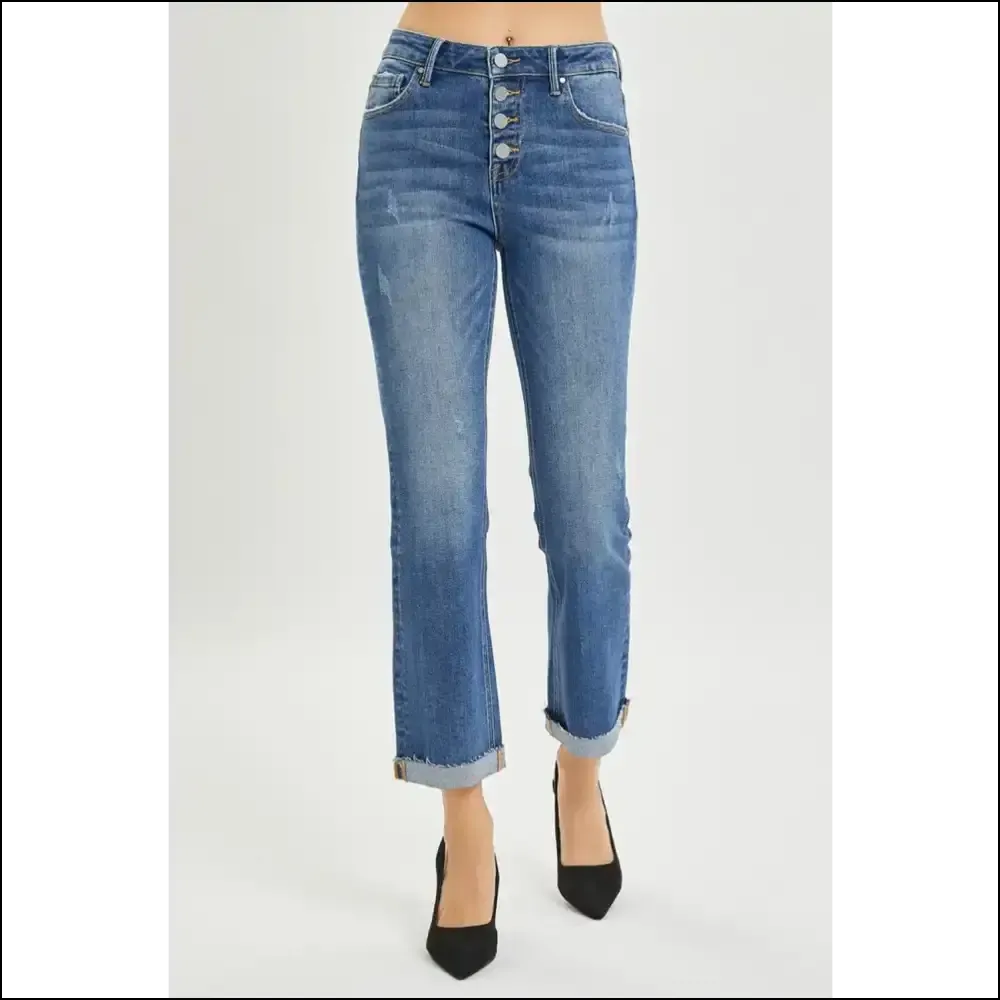 Cropped Bootcut Jeans: Confidence with a Button Fly Twist – Style Beware! 😎👖