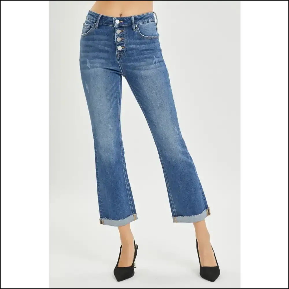 Cropped Bootcut Jeans: Confidence with a Button Fly Twist – Style Beware! 😎👖