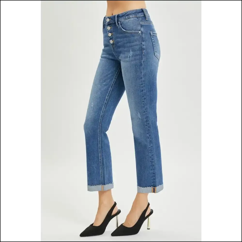 Cropped Bootcut Jeans: Confidence with a Button Fly Twist – Style Beware! 😎👖