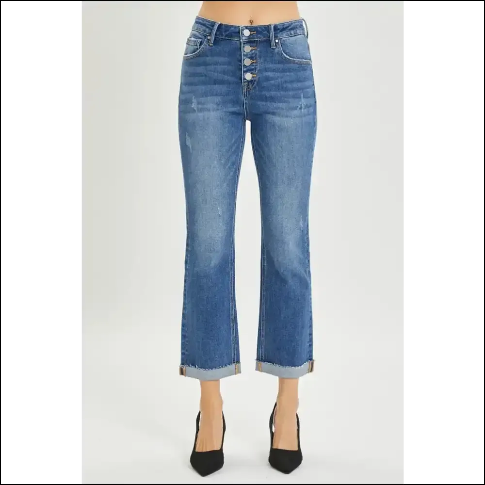 Cropped Bootcut Jeans: Confidence with a Button Fly Twist – Style Beware! 😎👖
