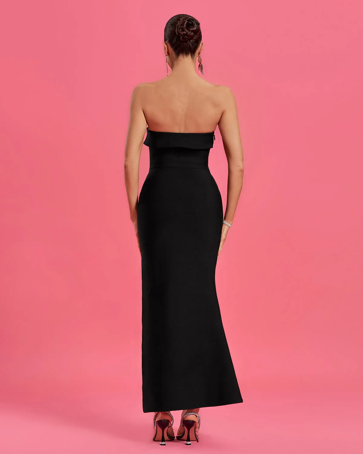 Crystal Embellished High Slit Evening Dress