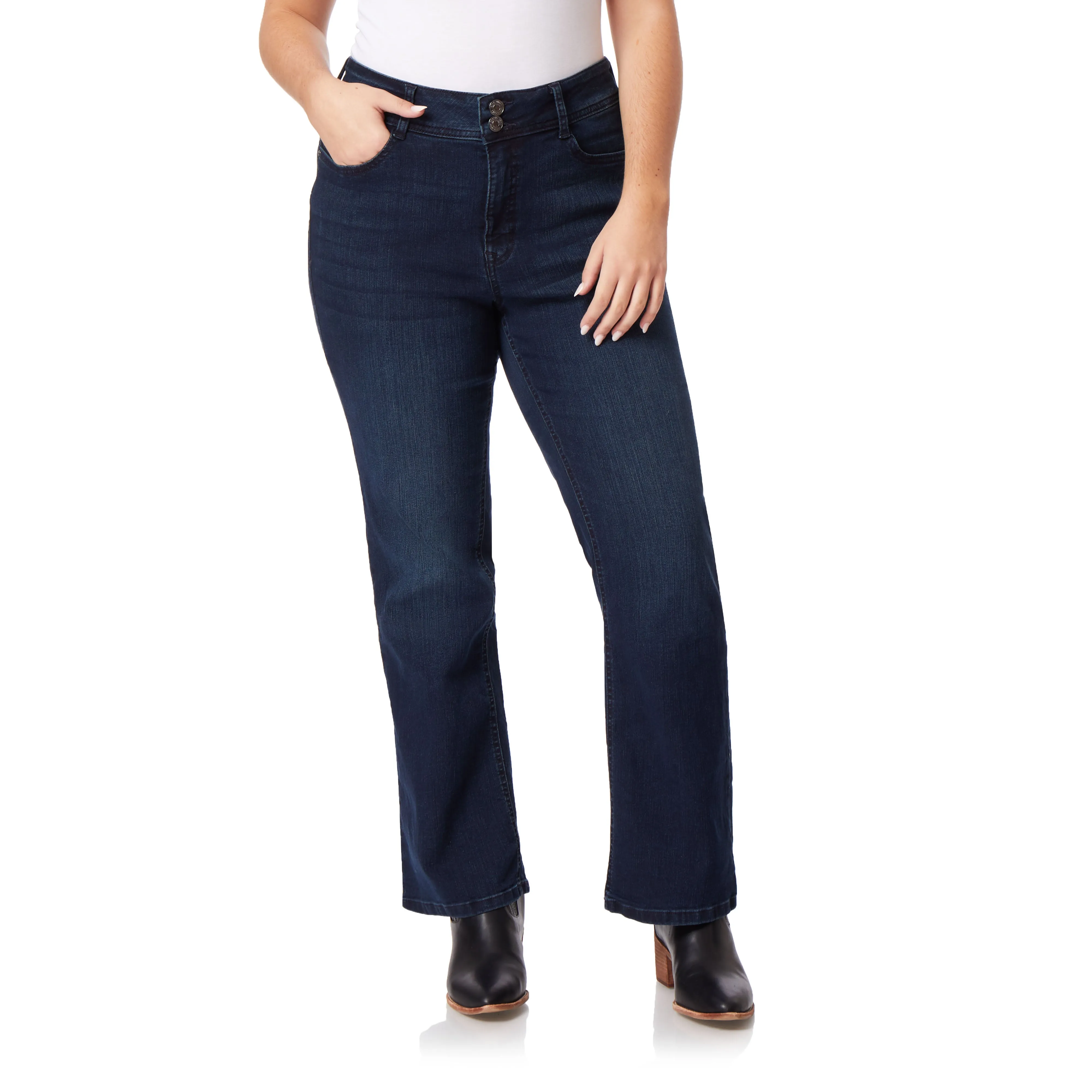 Curvy Bootcut Mid-Rise Jeans (Plus)