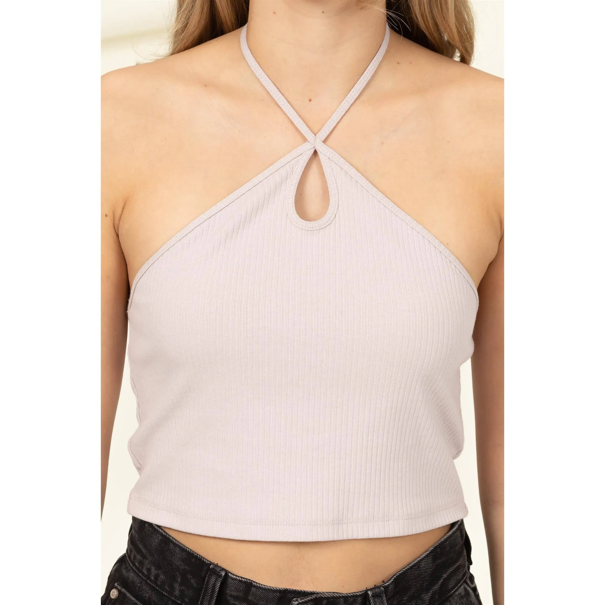 Cutout Halter Crop Top