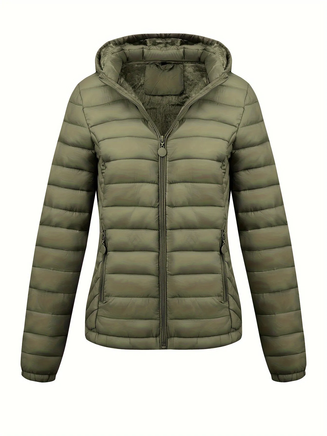 Damen Zip-up hoodie puffy coat