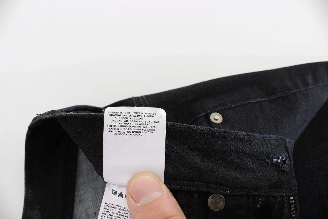 Dark Blue Cotton Blend Bootcut Jeans