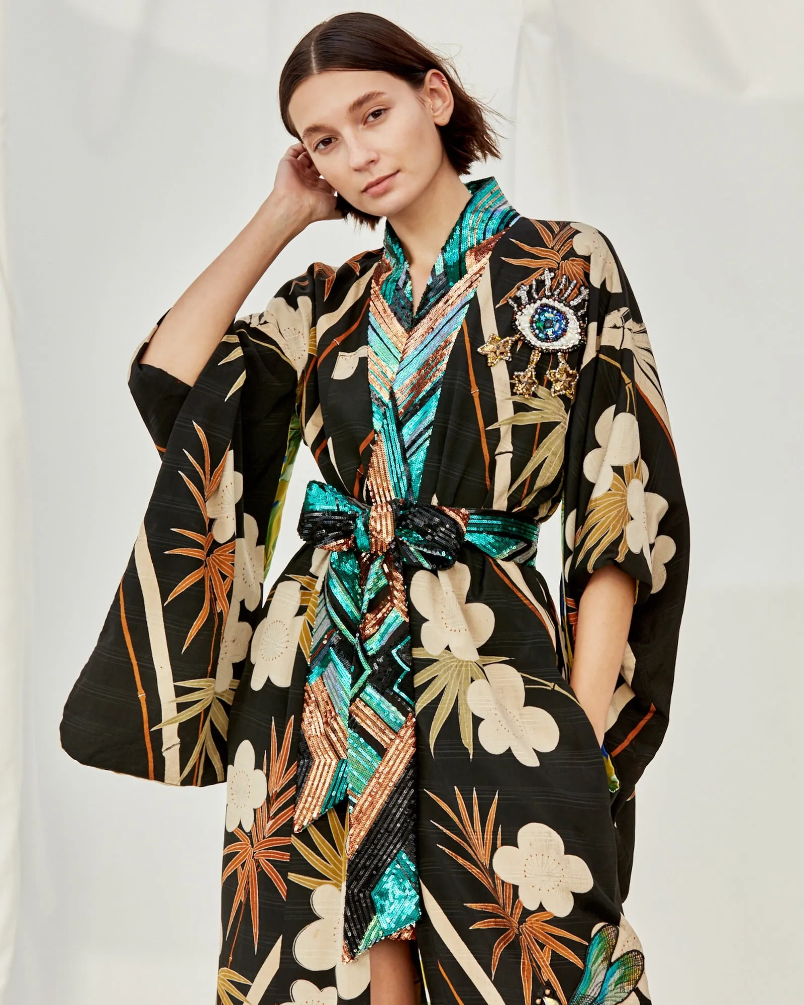 Dark Star Sequin Kimono - Sapphire