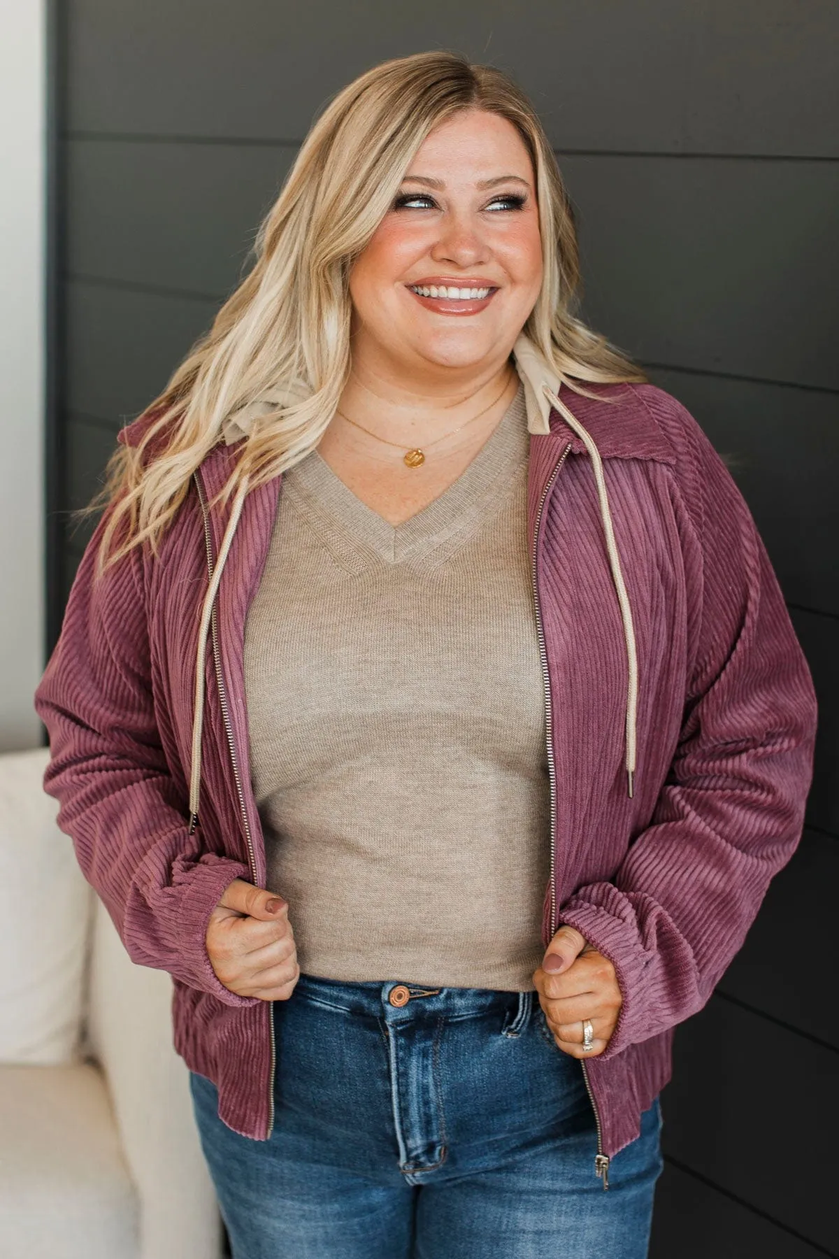 Day In The City Zip Up Jacket- Mulberry