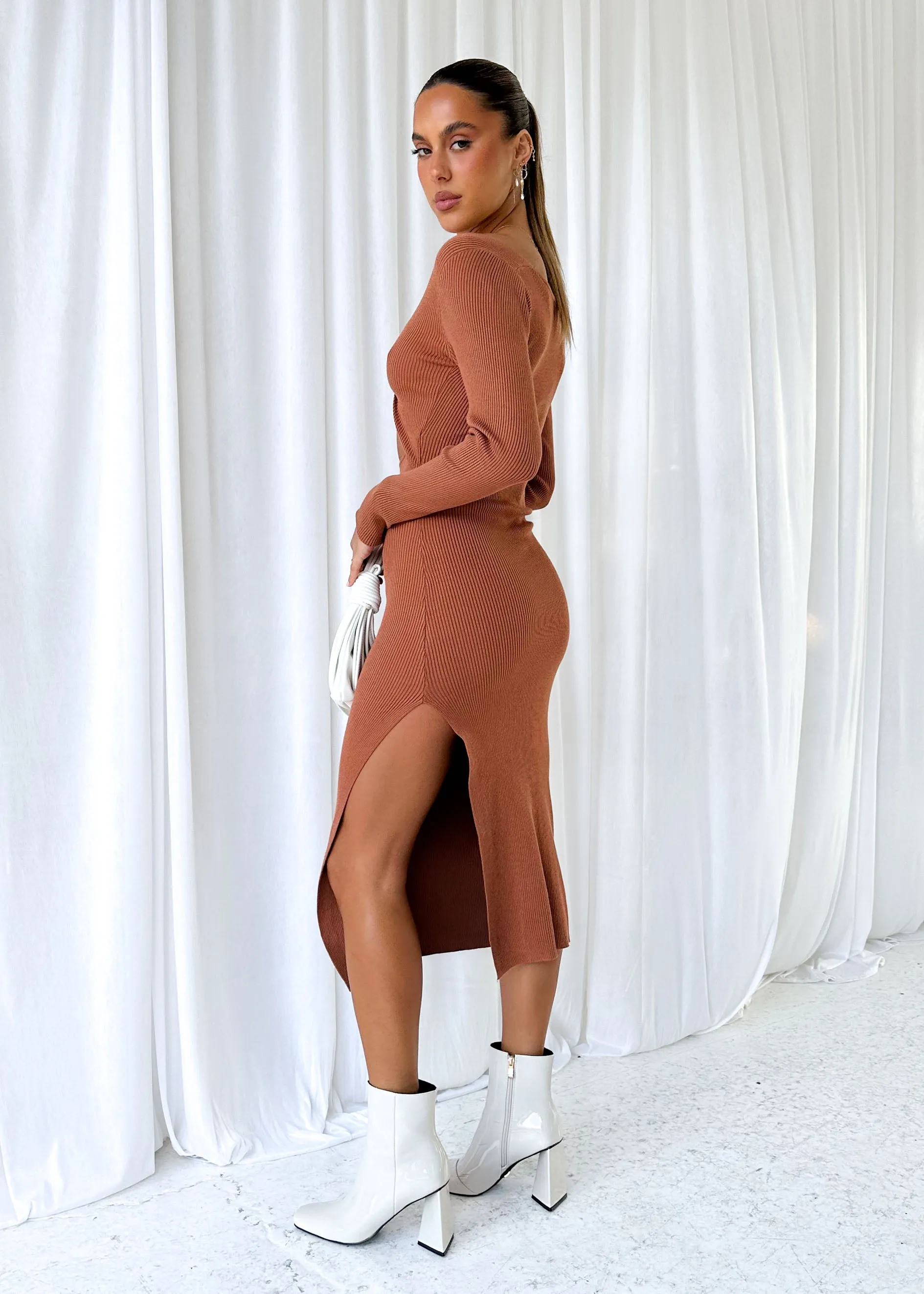 Dekota Knit Midi Dress - Choc