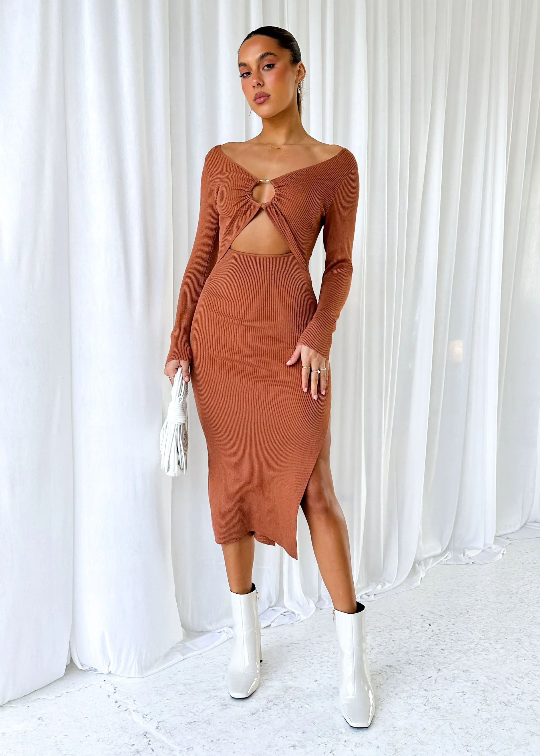 Dekota Knit Midi Dress - Choc