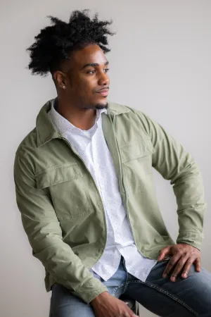 Denim & Flower Flap Pocket Jacket for Men in Green | CWJ-124A-SAGE