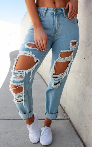 Destruction Jeans - Light Blue
