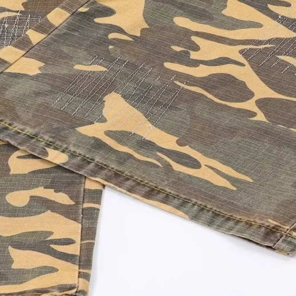 DF|Distressed Camouflage Panel Jeans
