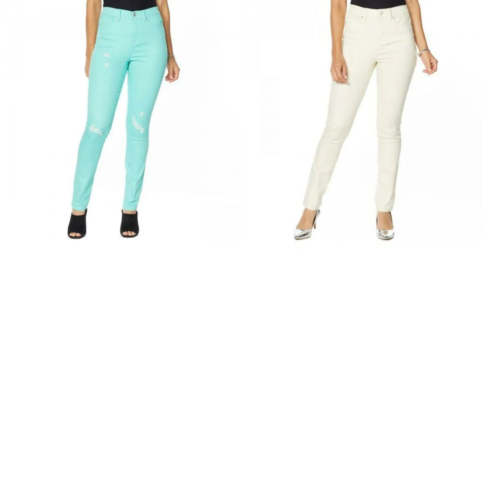 DG2 by Diane Gilman Women's Petite Virtual Stretch Destructed Skinny Jeans