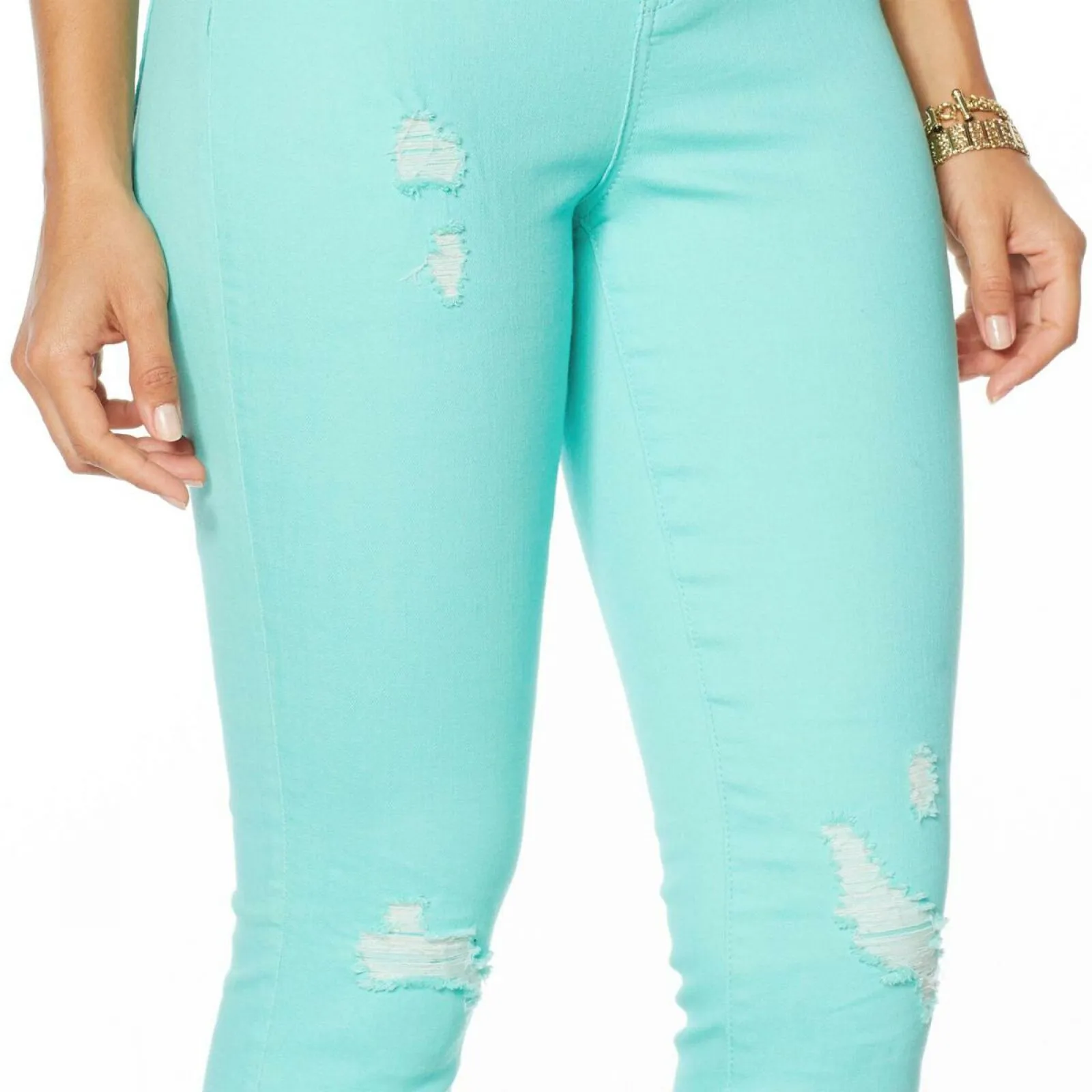 DG2 by Diane Gilman Women's Petite Virtual Stretch Destructed Skinny Jeans