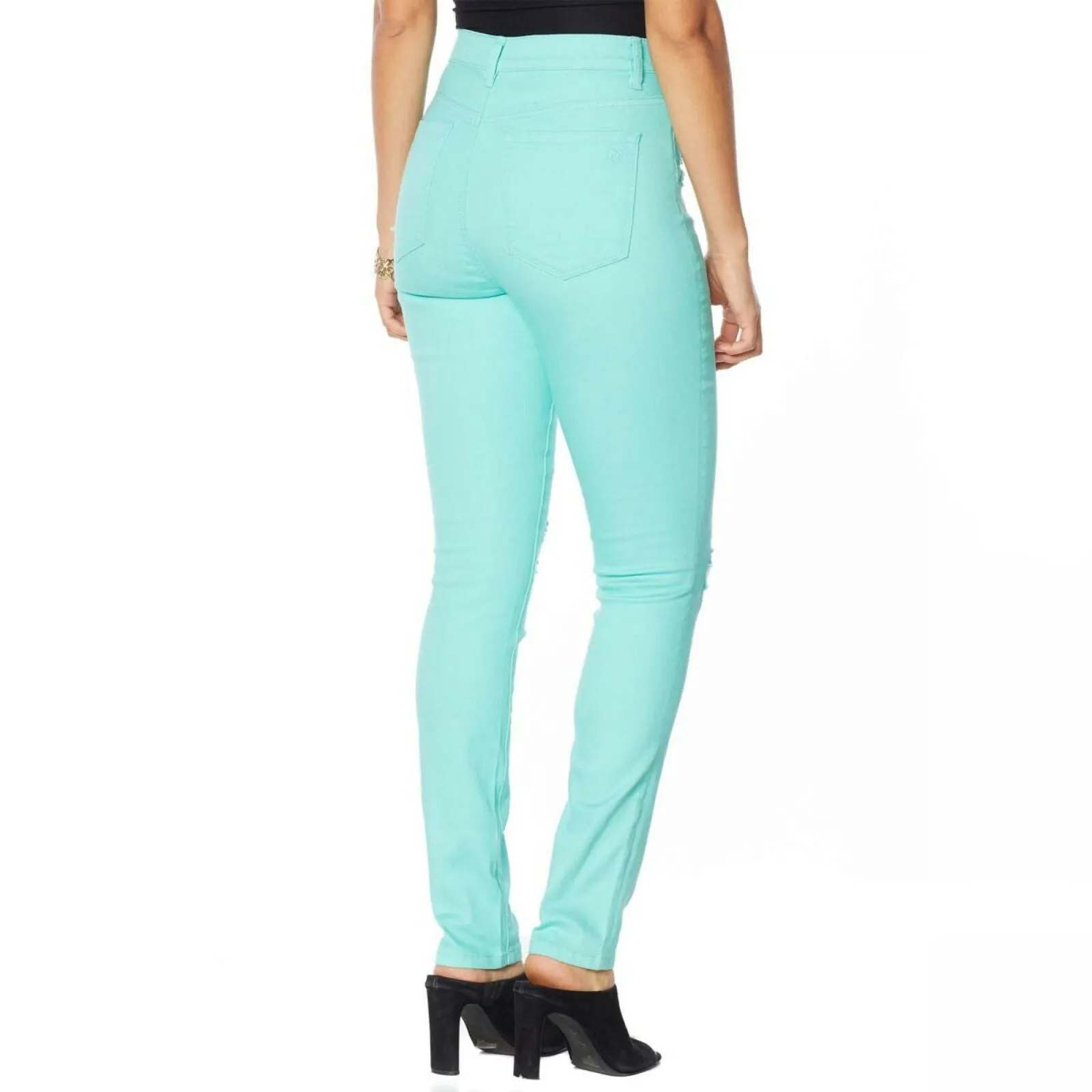 DG2 by Diane Gilman Women's Petite Virtual Stretch Destructed Skinny Jeans