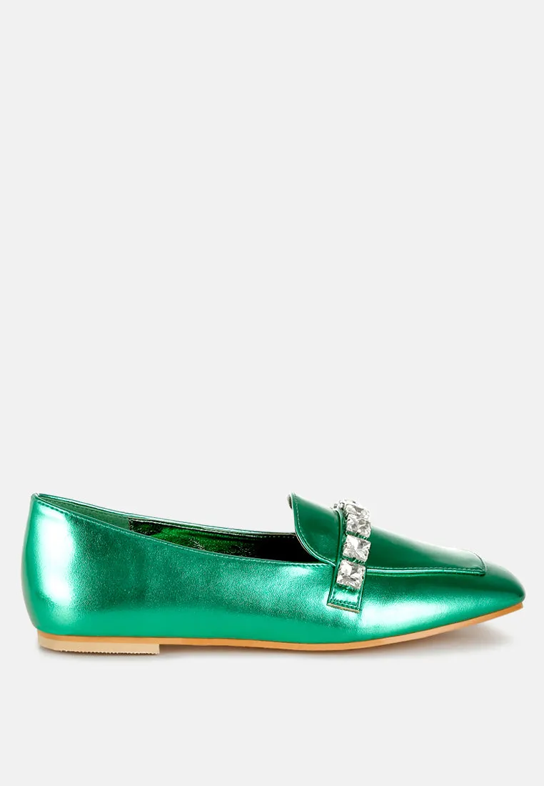 Diamante Strap Metallic Loafers By RAG