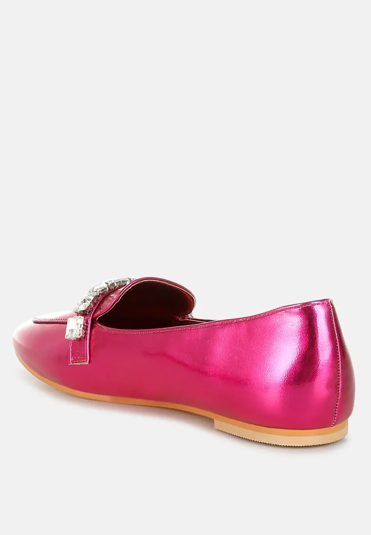 Diamante Strap Metallic Loafers By RAG