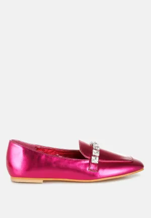 Diamante Strap Metallic Loafers By RAG