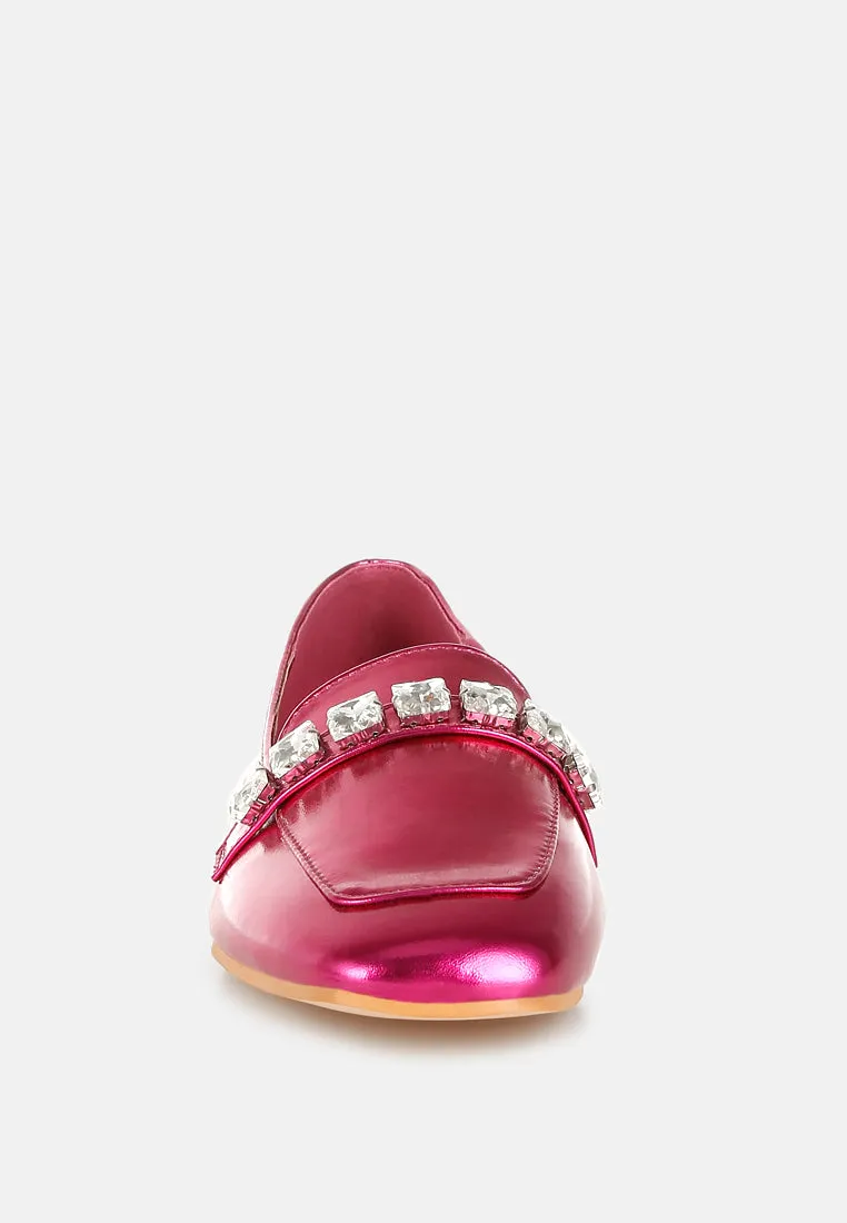 Diamante Strap Metallic Loafers By RAG